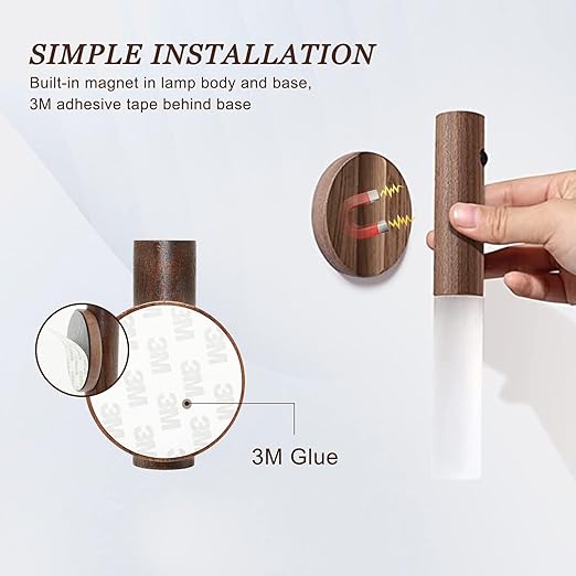 ''Motion Sensor Wooden Night Light – Soft Glow Anywhere''